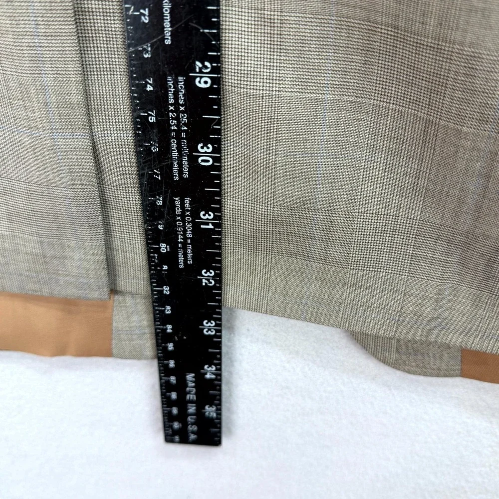 Lauren Ralph Lauren Blazer Jacket Mens 52R Tan‎ Glen Check Single Breasted Coat